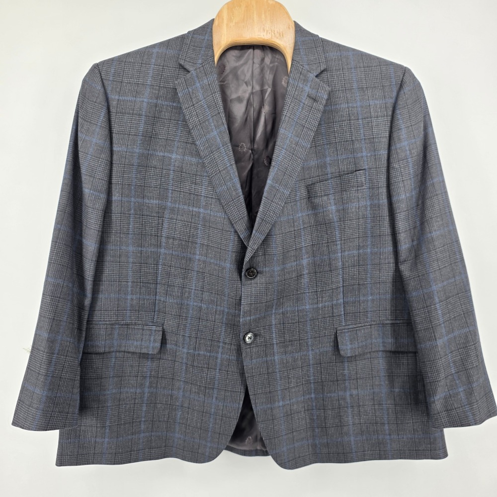 Lauren Ralph Lauren Mens 48S Silk Wool Blend Blazer Sport Coat Gray Blue Plaid
